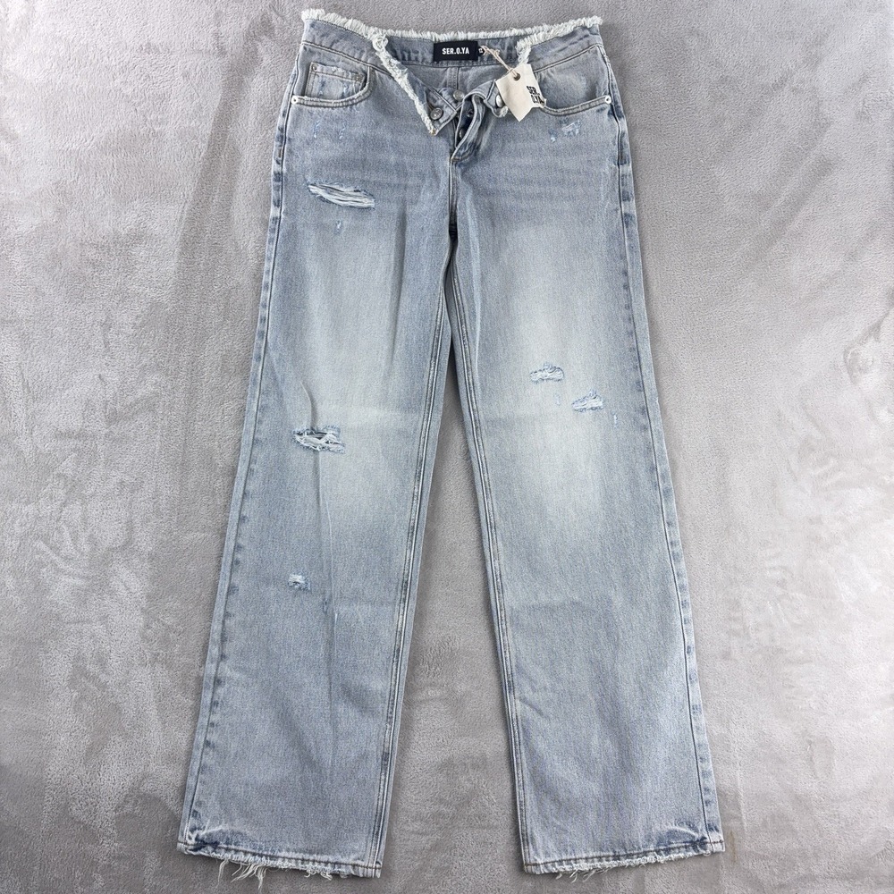 SER.O.YA Kori Jeans Womens 25x34 Light Blue Low Rise Tapered Straight Denim